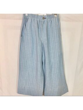 Mcguire Light Blue Pinstripe Linen Culottes